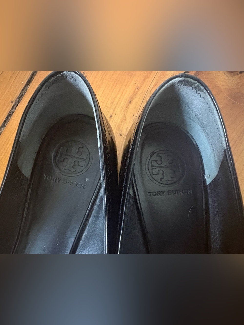 Tory Burch Reva Patent Leather Ballet Flats Black Logo, Size 9 - Classic Shiny - Picture 10 of 11